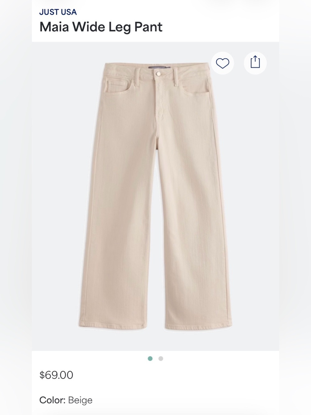 Just USA Beige Wide-Leg Trousers - Picture 3 of 3